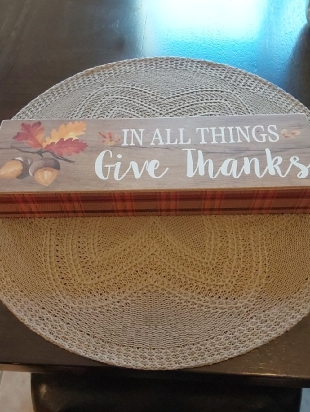 Give Thanks MDF Wood Sign - Rustic Fall Wall or Table Decor
